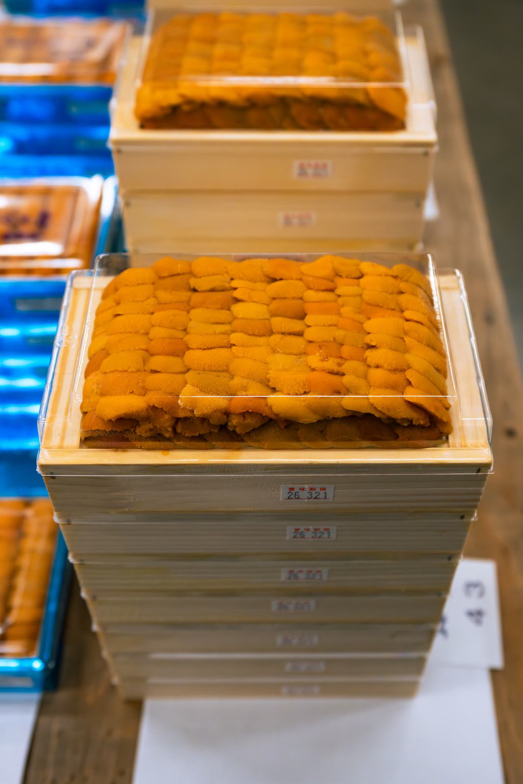 Wooden box of Hokkaido uni